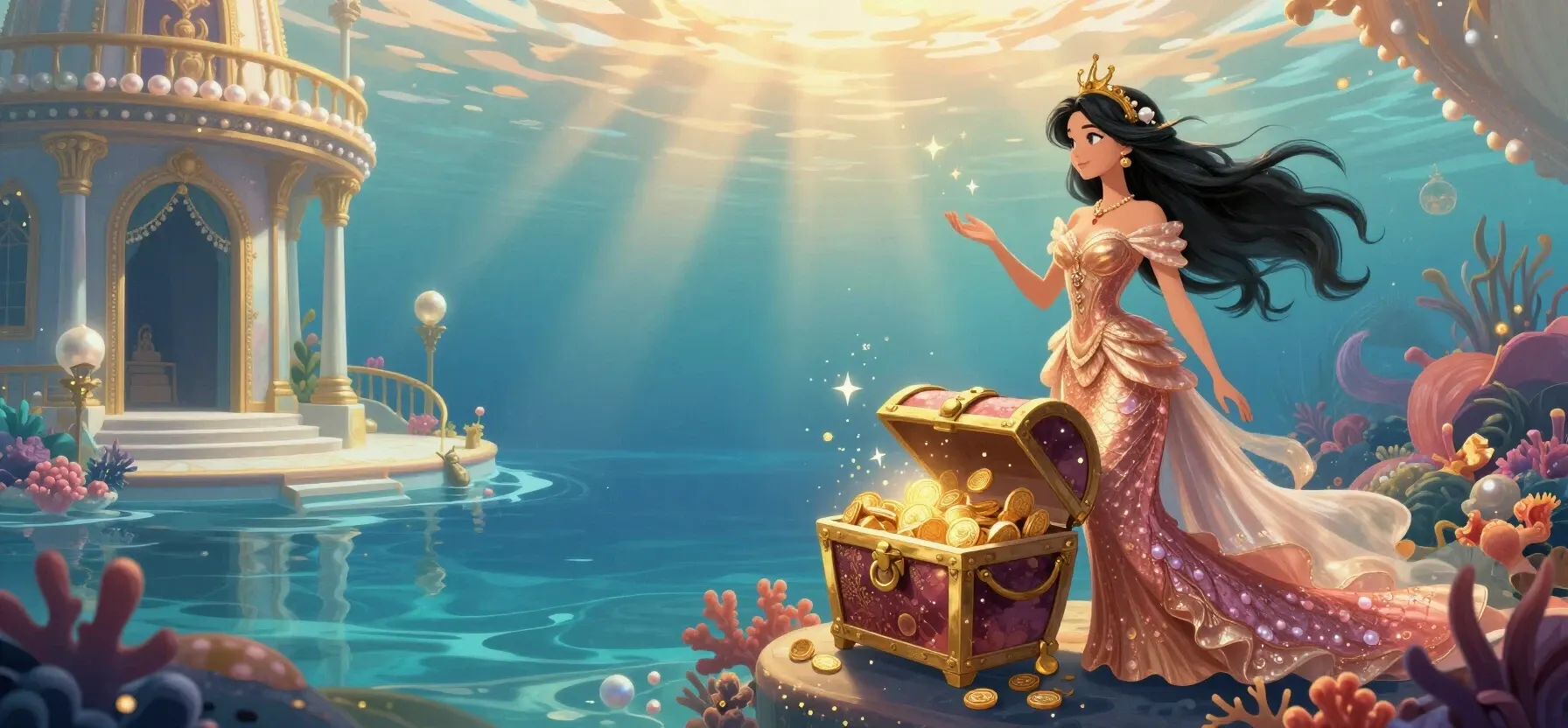 Aloha Slots Casino bonus chest with glowing tokens