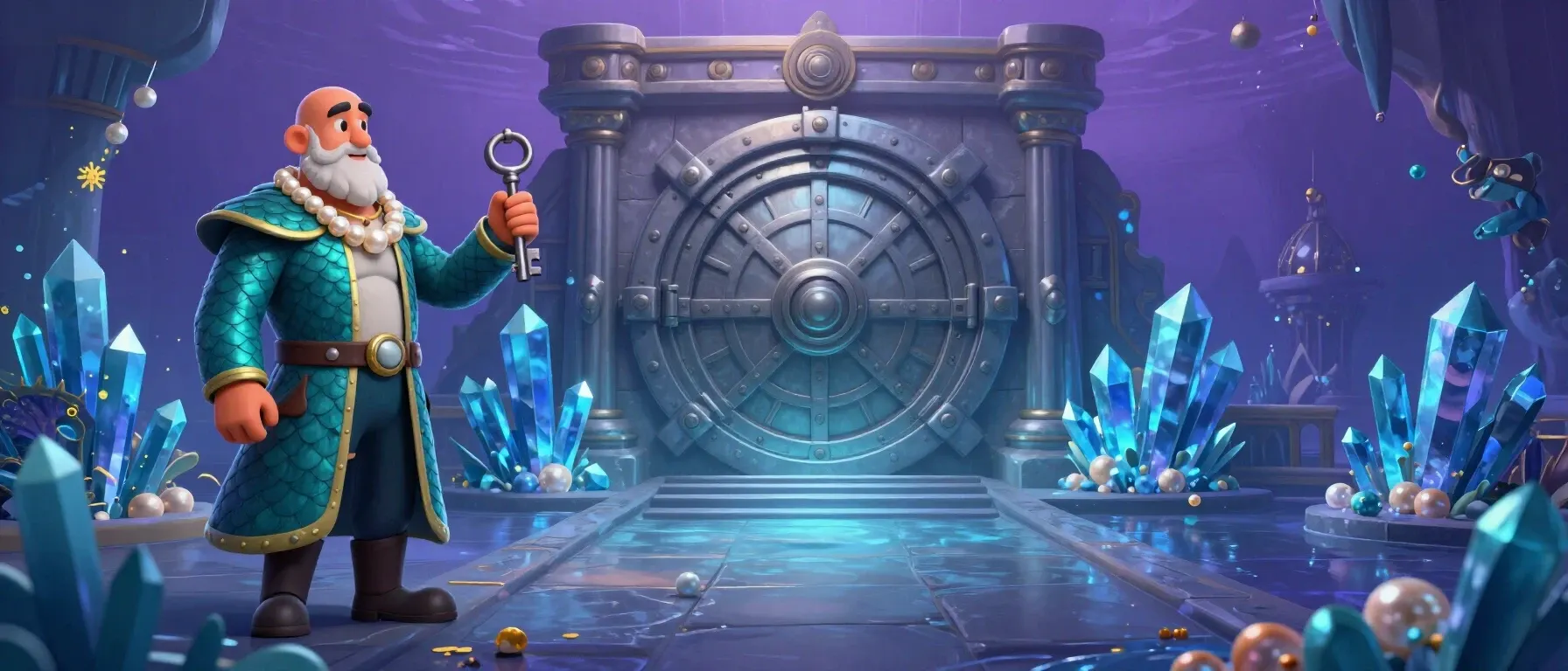 Aloha Slots Casino login key beside a sealed vault