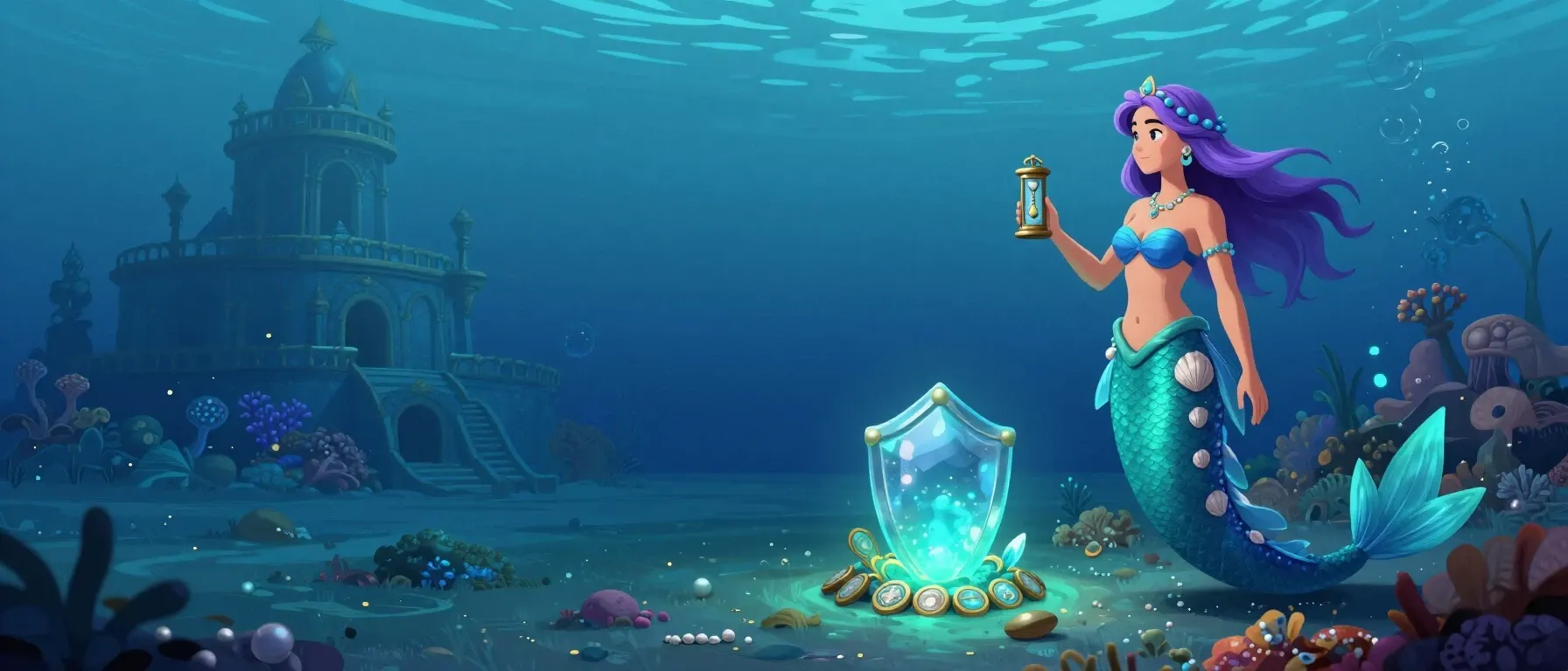 Aloha Slots Casino safer play shown by a protective crystal shield